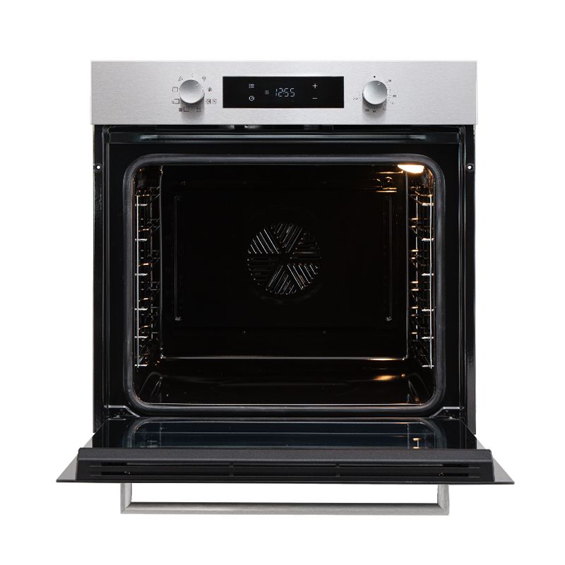 Forno termoventilato nero INOX EZFO78XAFSTH - frontale aperto